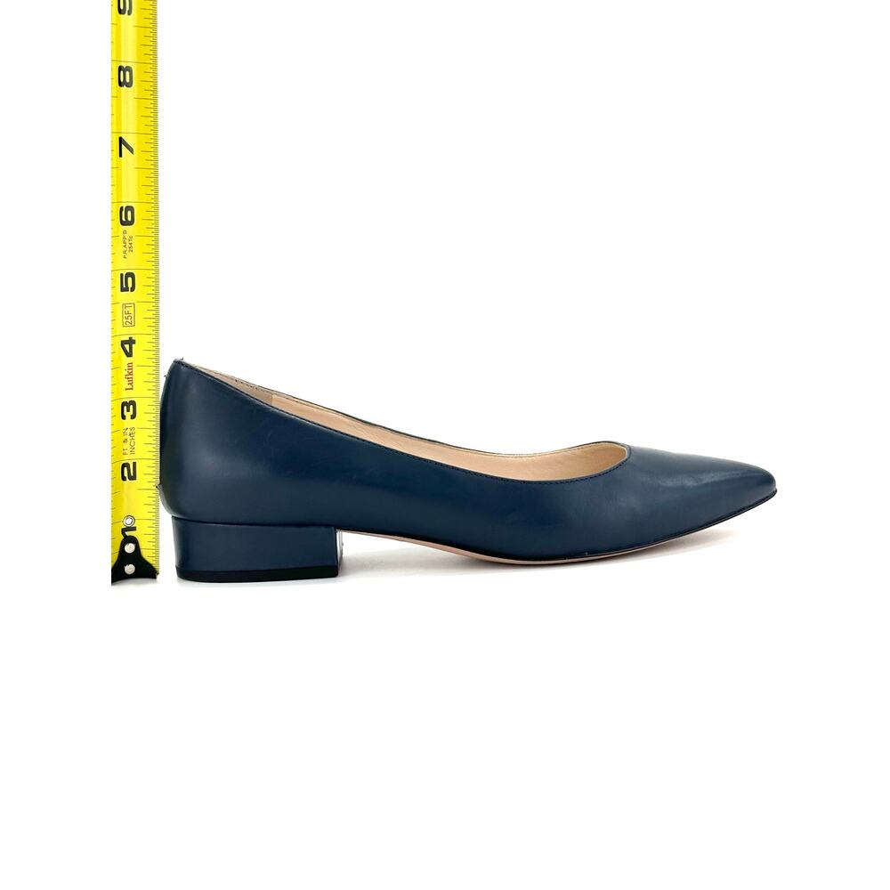 Cole Haan Low Block Heel Pump Size 7.5B Navy Leather Pointed Toe Comfort Slip-On - Picture 10 of 13